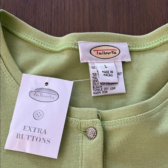 Talbots Light Green Button Front LS Cardigan Sweater - Picture 7 of 8